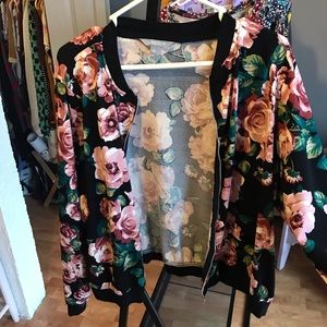 Black jacket with rose print
